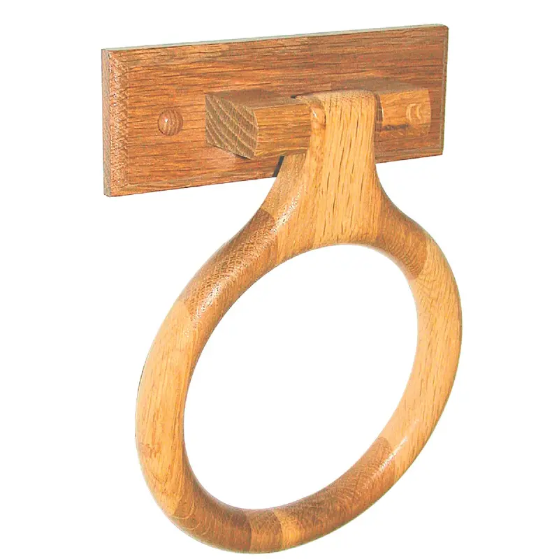 Home Impressions Solid Oak Towel Ring – Medium Oak Finish 1