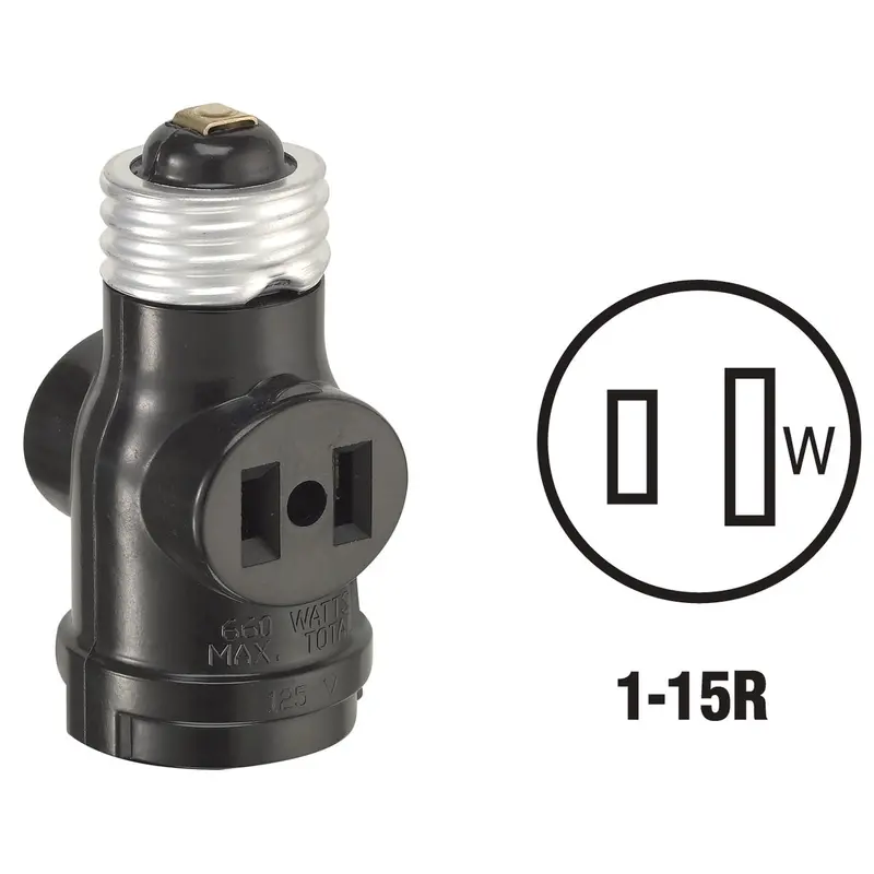 Leviton Light Socket Adapter – Black, 125V E26/E27 Base Converter 1