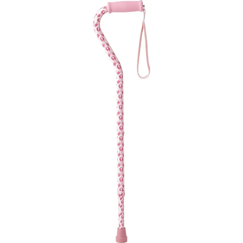 Medline Aluminum Offset Cane – Pink Lightweight Mobility Aid With Ergonomic Handle 1