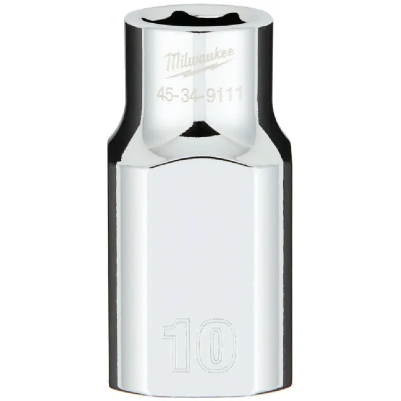 Milwaukee 1/2" Drive 10 Mm 6-Point Shallow Metric Socket – Four-Flat Design 1