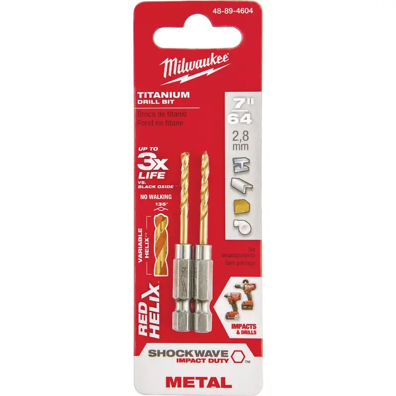 Milwaukee Shockwave Titanium Drill Bit – 7/64-Inch Hex Shank For Impact Drivers 1