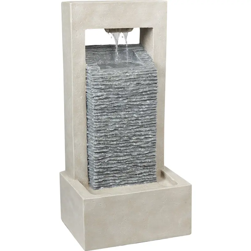 Modern Resin Garden Fountain – 7.25" W × 25.2" H × 12.4" L 1