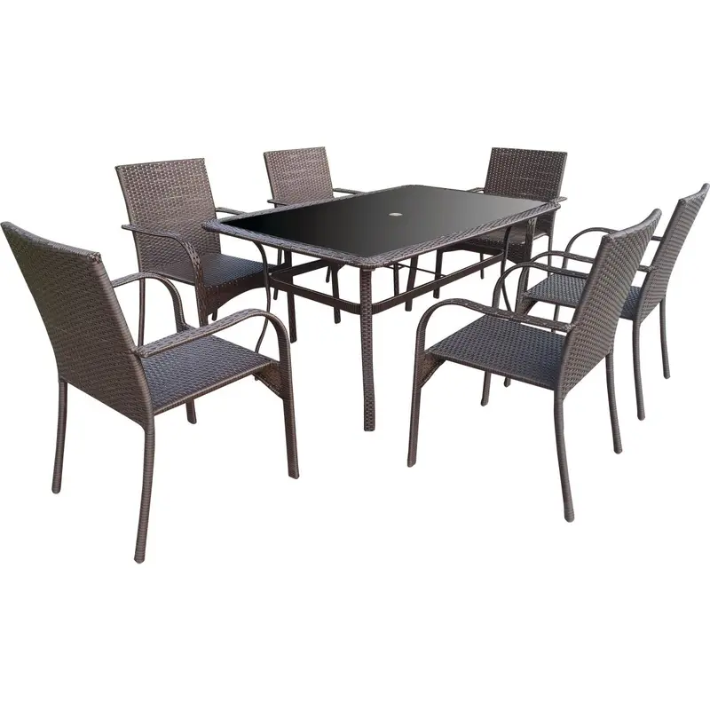 Outdoor Expressions Carlton Mocha 7-Piece Outdoor Dining Set 1