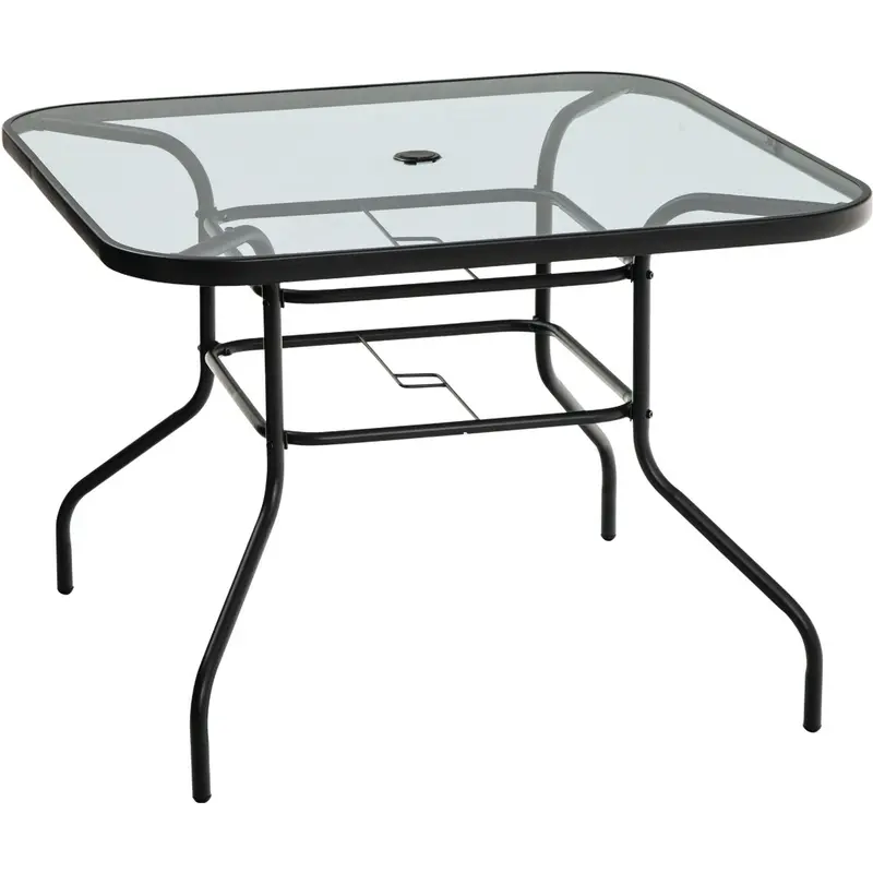Outdoor Expressions Windsor Table – 40" Square Steel Patio Table, Rounded Edge, Black & Gray Finish 1