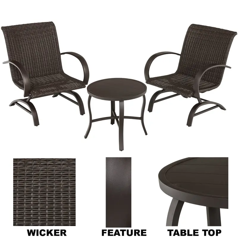 Pacific Casual Spring Lake Woven Patio Chat Set – 3-Piece Outdoor Seating Ensemble 1