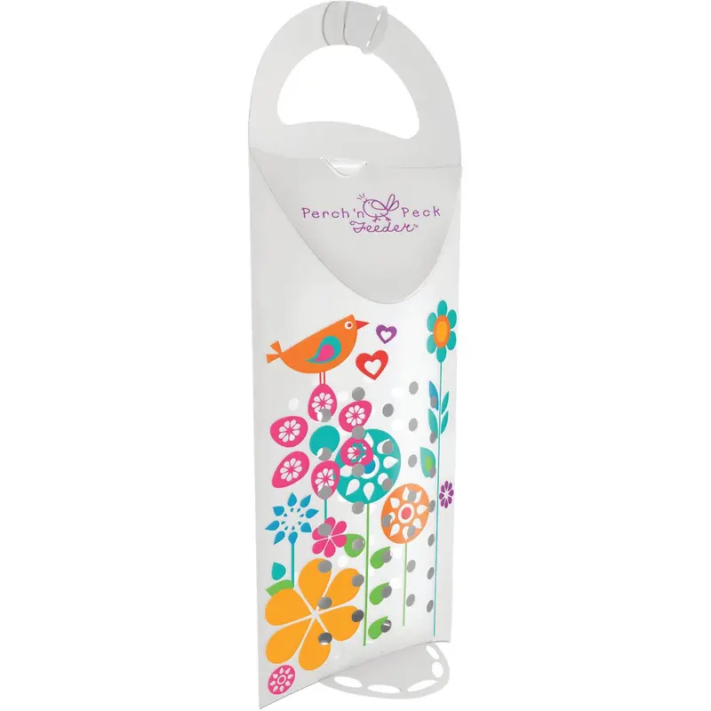 Perch 'N Peck Recycled Polypropylene Bird Feeder – 16-Ounce Capacity, Wildflower-Themed 1