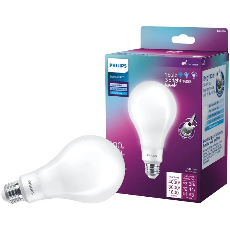 Philips Brightdial A23 Led Bulb – Daylight, Equivalent To 100/200/300W Incandescent 1