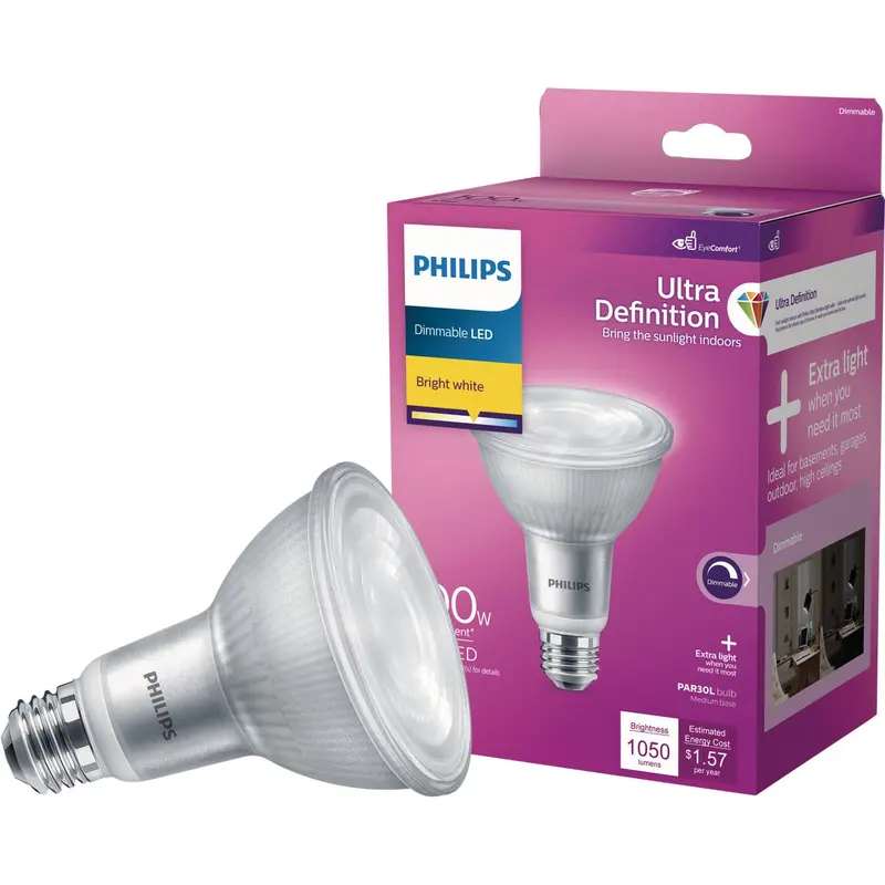 Philips Ultra Definition Par30L Led Floodlight – 100W Equivalent, Bright White, Dimmable 1