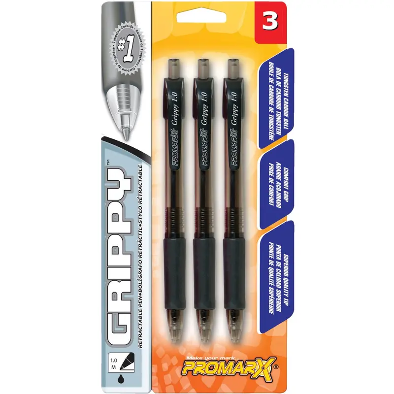 Promarx Retractable Ballpoint Pen – Medium Point, Black Ink (3-Pack) 1
