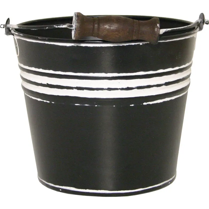 Robert Allen Vintage Galvanized Metal Planter – 6", Charcoal Banded 1