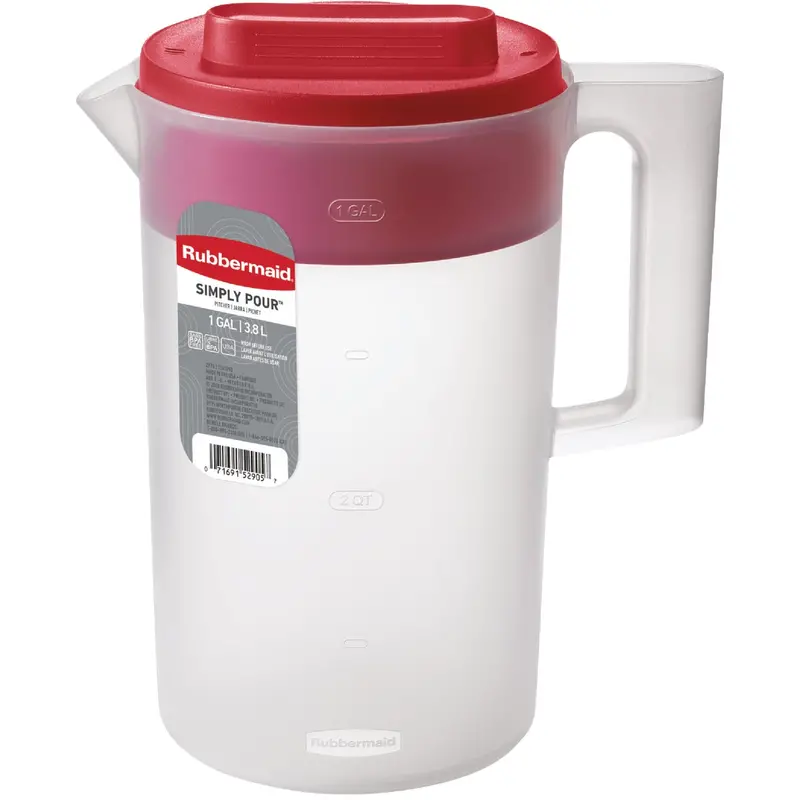 Rubbermaid Simply Pour 1-Gallon Plastic Pitcher With Multi-Function Lid 1