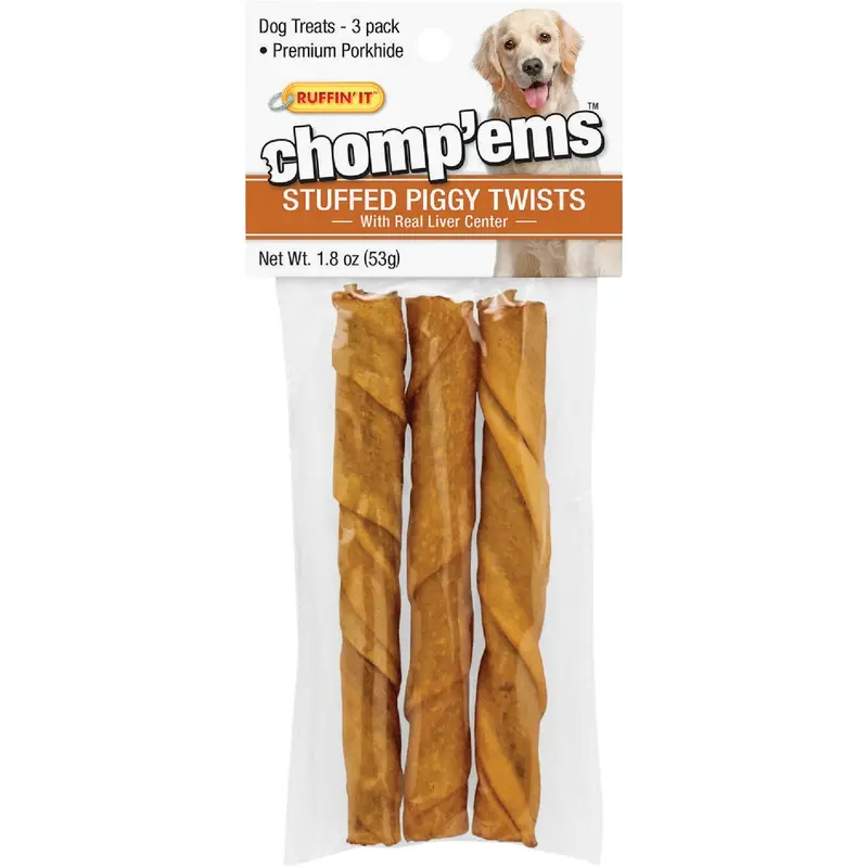 Ruffin' It Chomp'Ems Chewy Pork-Flavored Dog Treats (3-Pack) 1