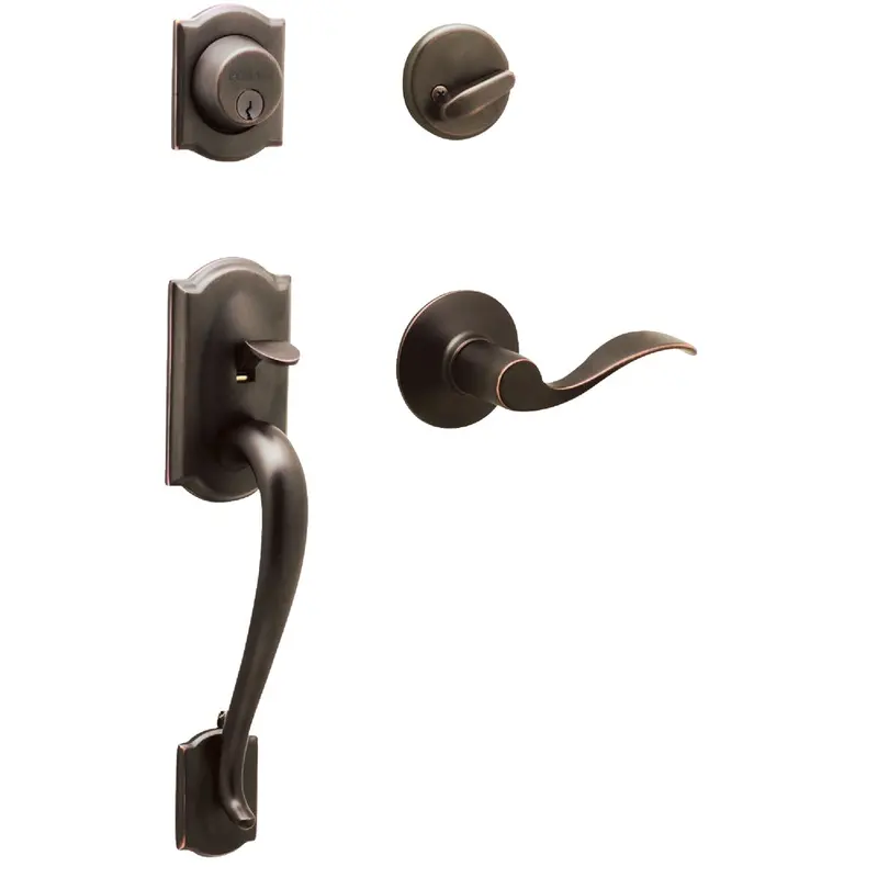 Schlage Aged Bronze Handleset – Entry Door Package With Accent Lever 1