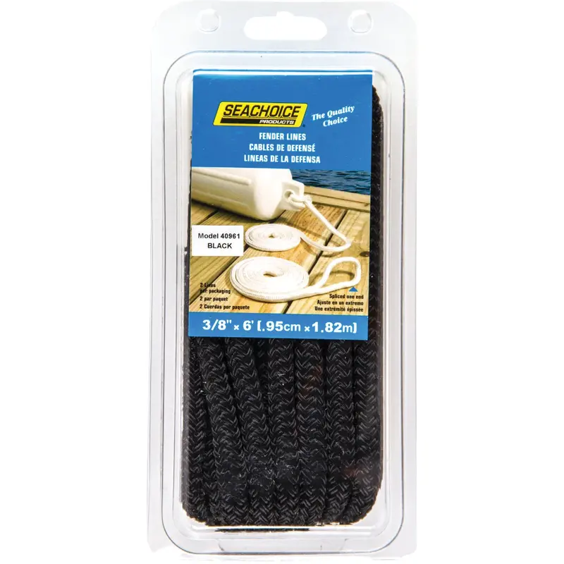 Seachoice Double-Braided Nylon Fender Line – 3/8" X 6 Ft., Black (2-Pack) 1