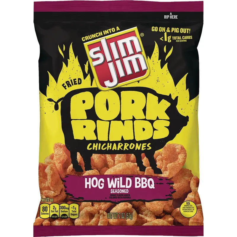 Slim Jim Hogwild Bbq Pork Rinds – 2-Ounce Crunchy Snack Pack 1