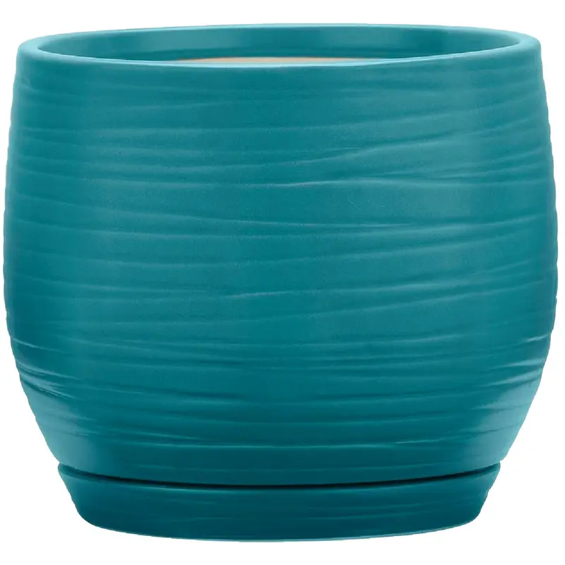 Southern Patio Jasper Ceramic Planter – 6" Round Teal Outdoor Pot 1