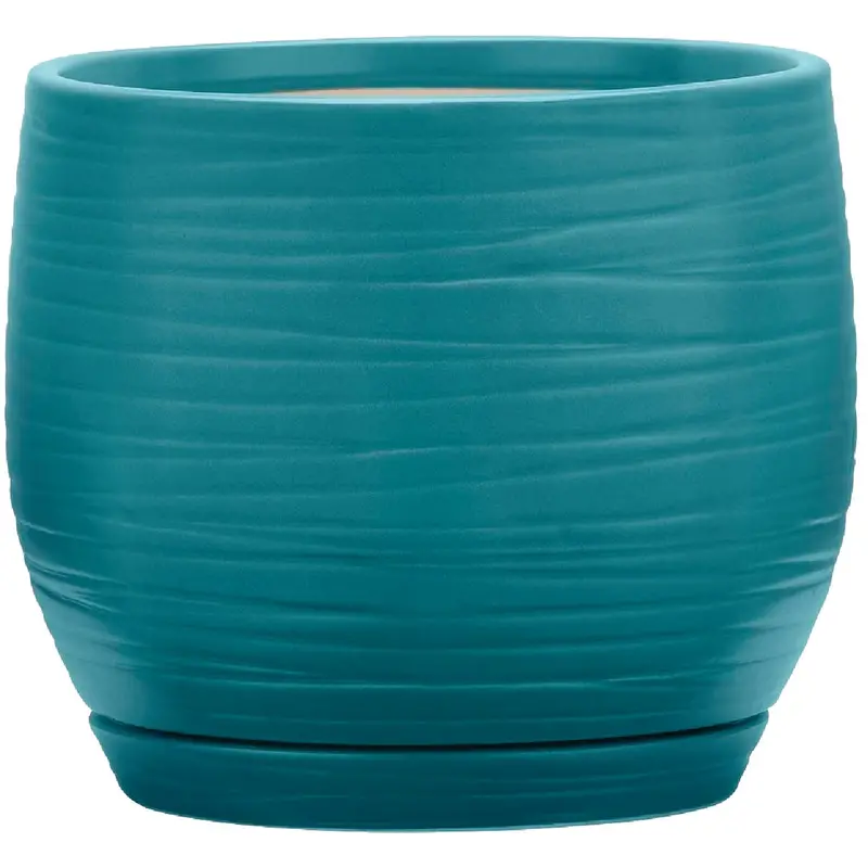 Southern Patio Jasper Ceramic Planter – 8 In Round, Teal Glazed Finish 1