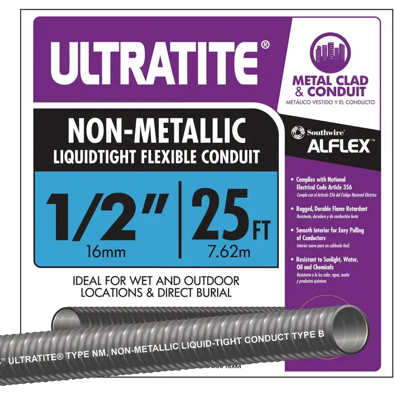 Southwire 1/2" × 25 Ft Flexible Liquid-Tight Non-Metallic Conduit 1
