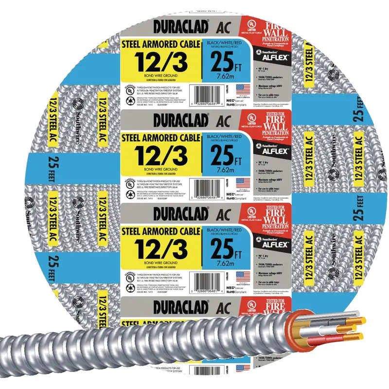 Southwire 25 Ft 12/3 Ac Armored Electrical Cable 1