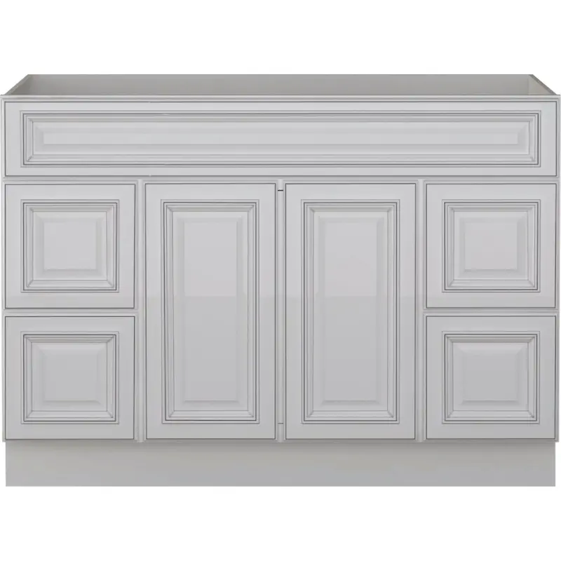 Sunny Wood Riley Vanity Base – 48"W X 34.5"H X 21"D, White With Dover Glaze Finish, 2-Door/4-Drawer 1