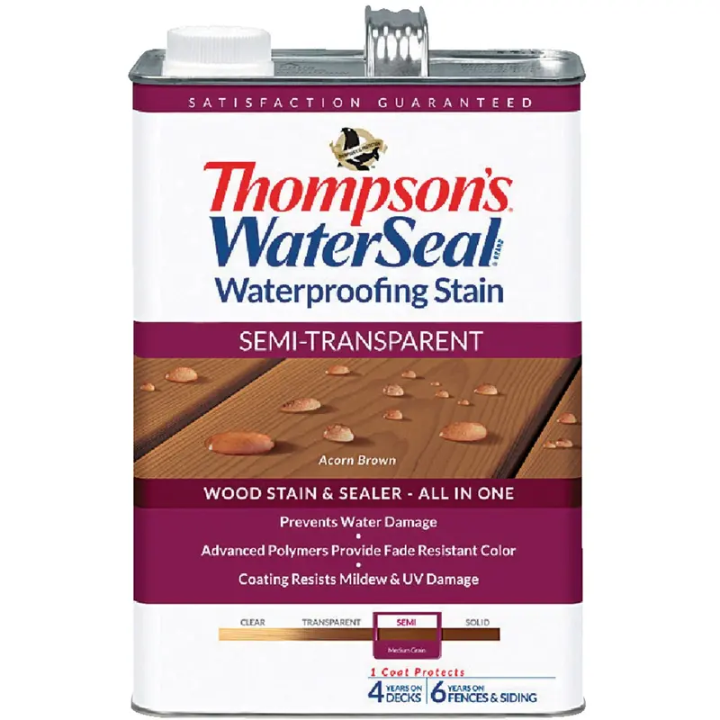 Thompson'S Waterseal Semi-Transparent Stain – Acorn Brown, Waterproofing Wood Finish, 1 Gallon 1