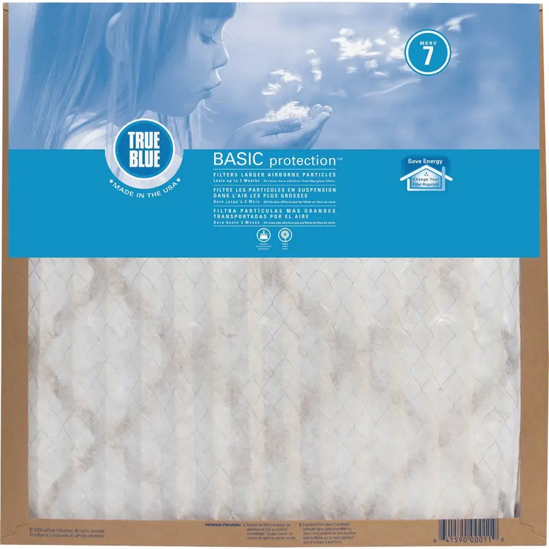 True Blue Merv 7 Furnace Air Filter – 14" × 14" × 1" Basic Protection 1
