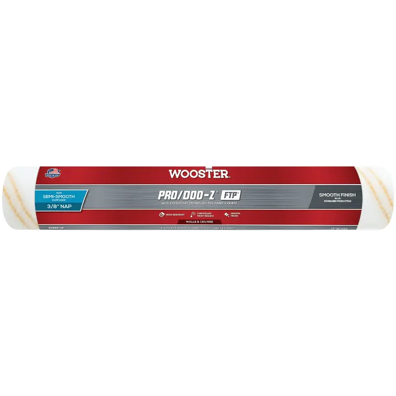 Wooster Pro/Doo-Z Woven Roller Cover – 18" X 3/8", Fabric Nap For Smooth Finishes 1